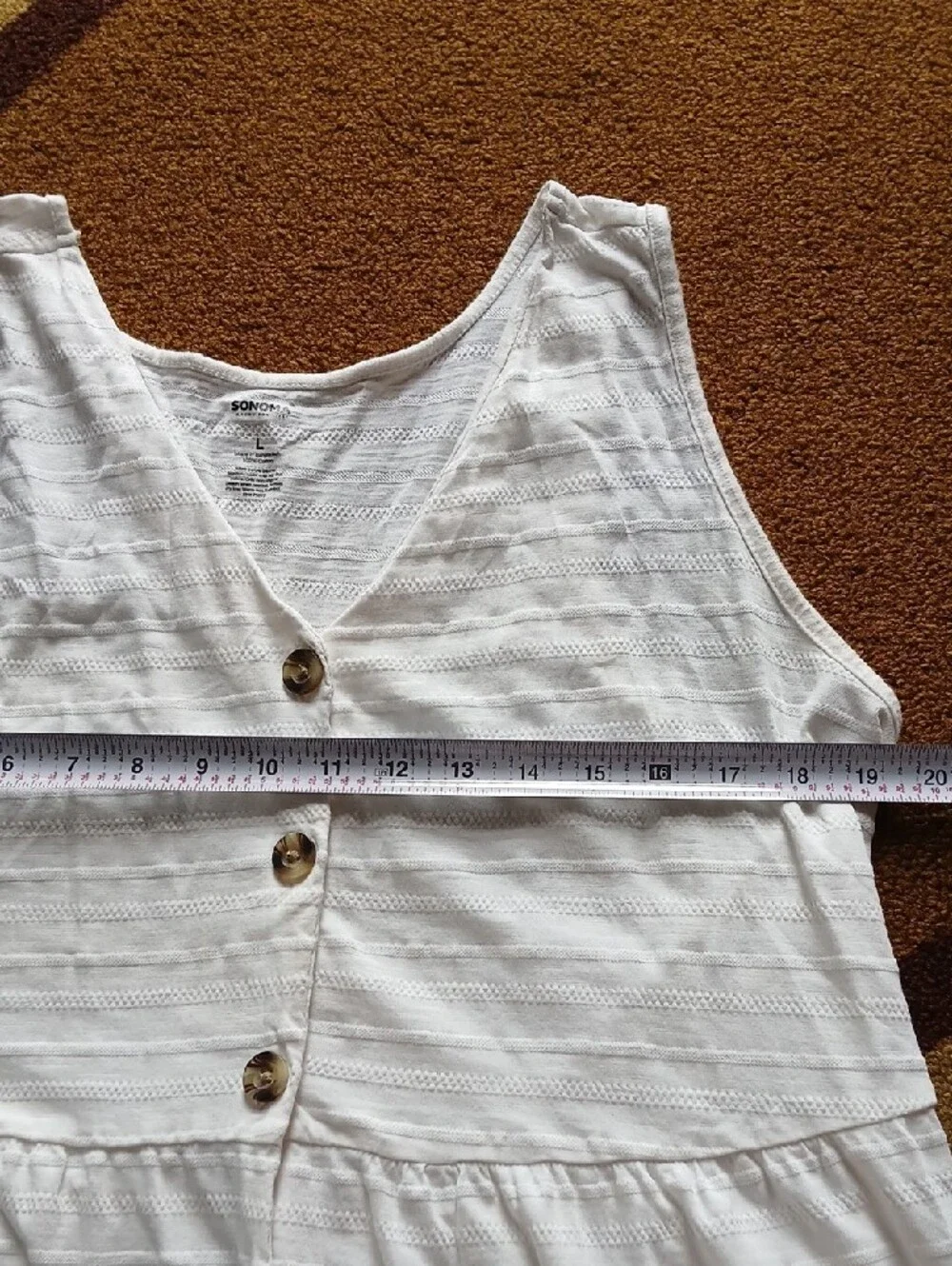 Sonoma White Cotton Button-Tier Summer Dress